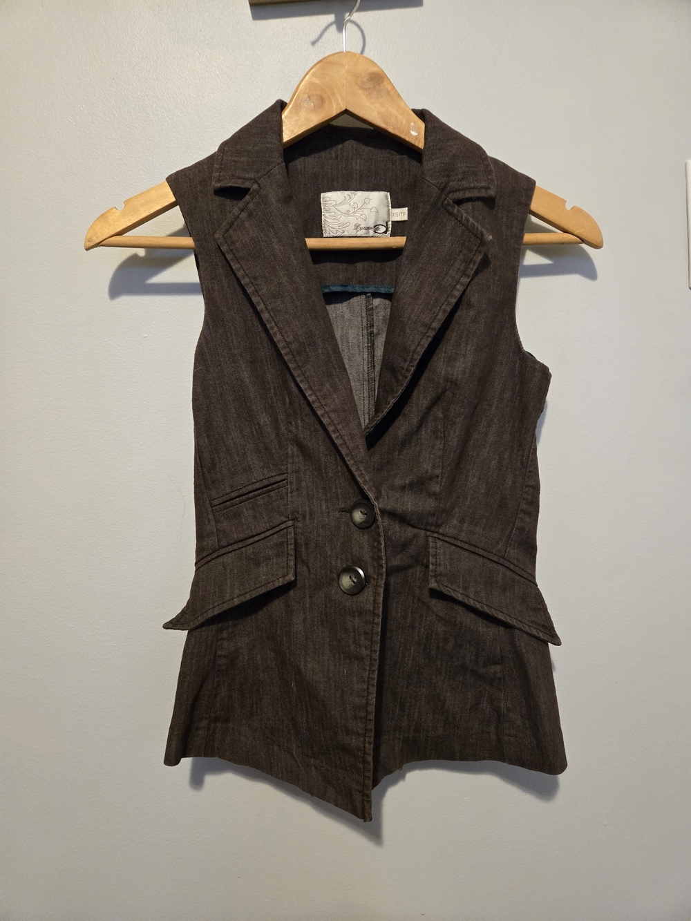 Dynamite Dark Brown Sleeveless Tailored Blazer Vest